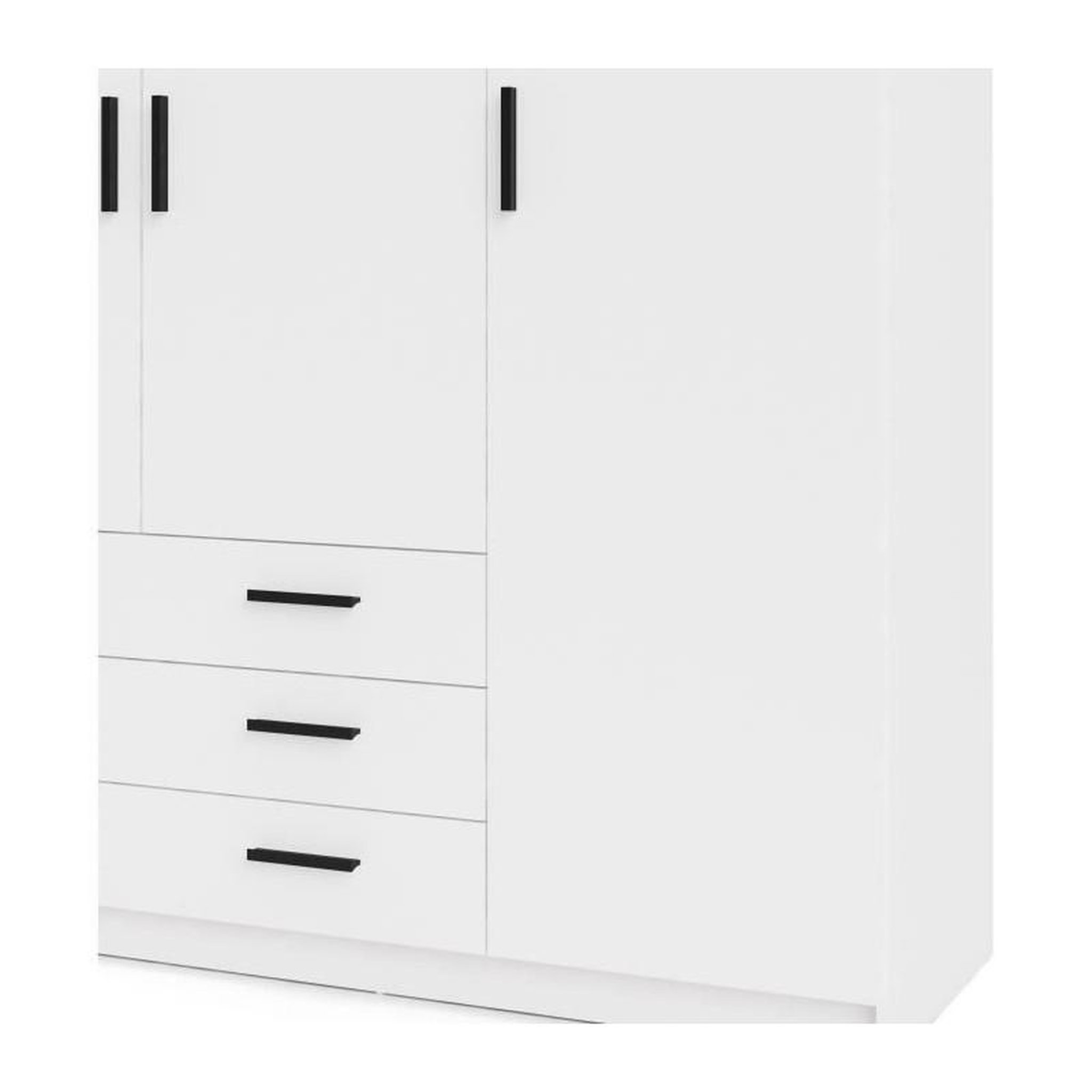 Voir la diapositive 5 : TVILUM Armoire VEGA - Décor Blanc mat - 4 portes + 3 tiroirs - L 195,5 x P 49,6 x H 200,4 cm - TVILUM