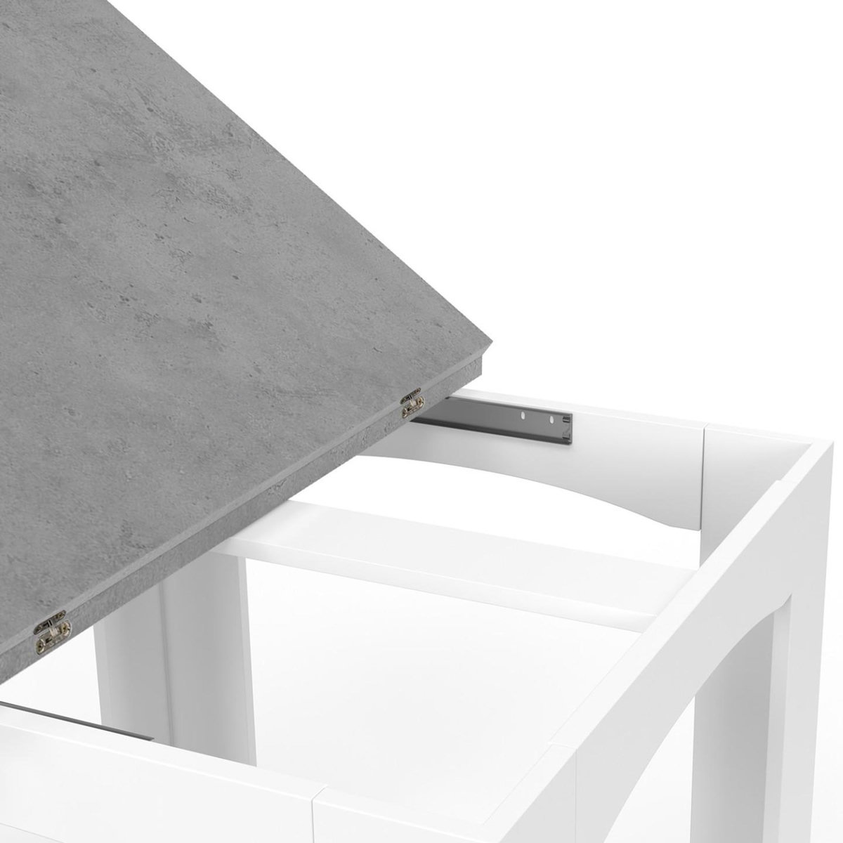 ID MARKET Table à manger extensible rectangle DONA 4-8 personnes plateau effet béton 80-160 cm