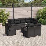 VIDAXL Salon de jardin 9 pcs avec coussins noir resine tressee