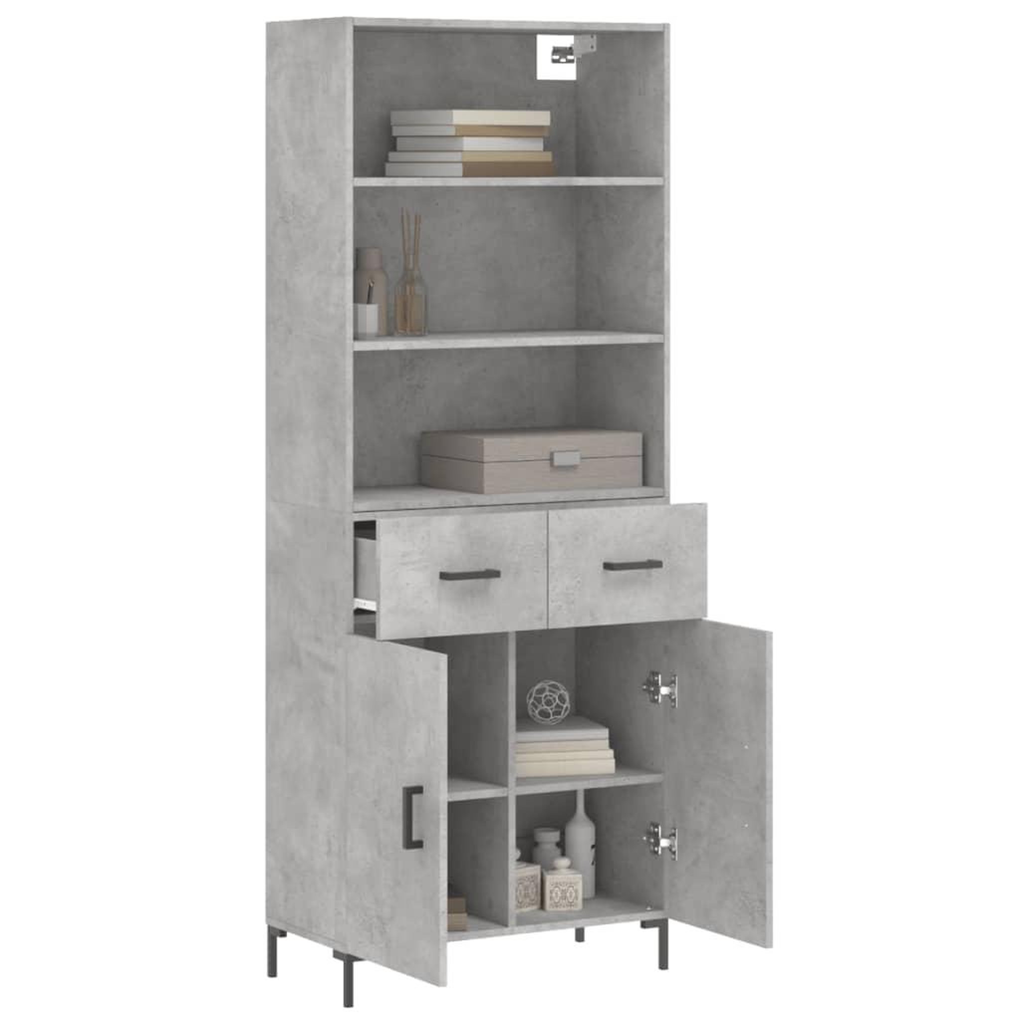 Voir la diapositive 3 : VIDAXL Buffet haut Gris beton 69,5x34x180 cm Bois d'ingenierie