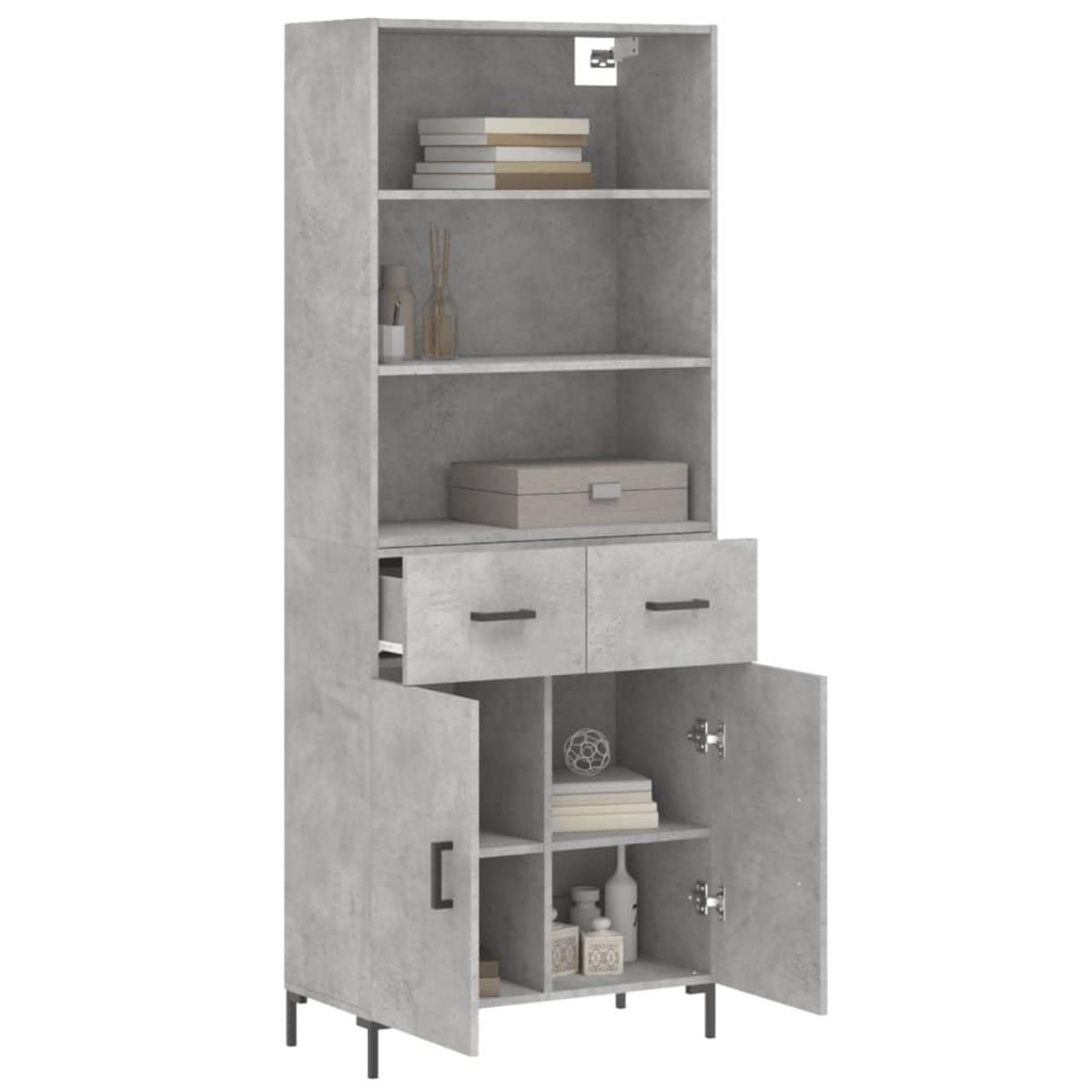 VIDAXL Buffet haut Gris beton 69,5x34x180 cm Bois d'ingenierie