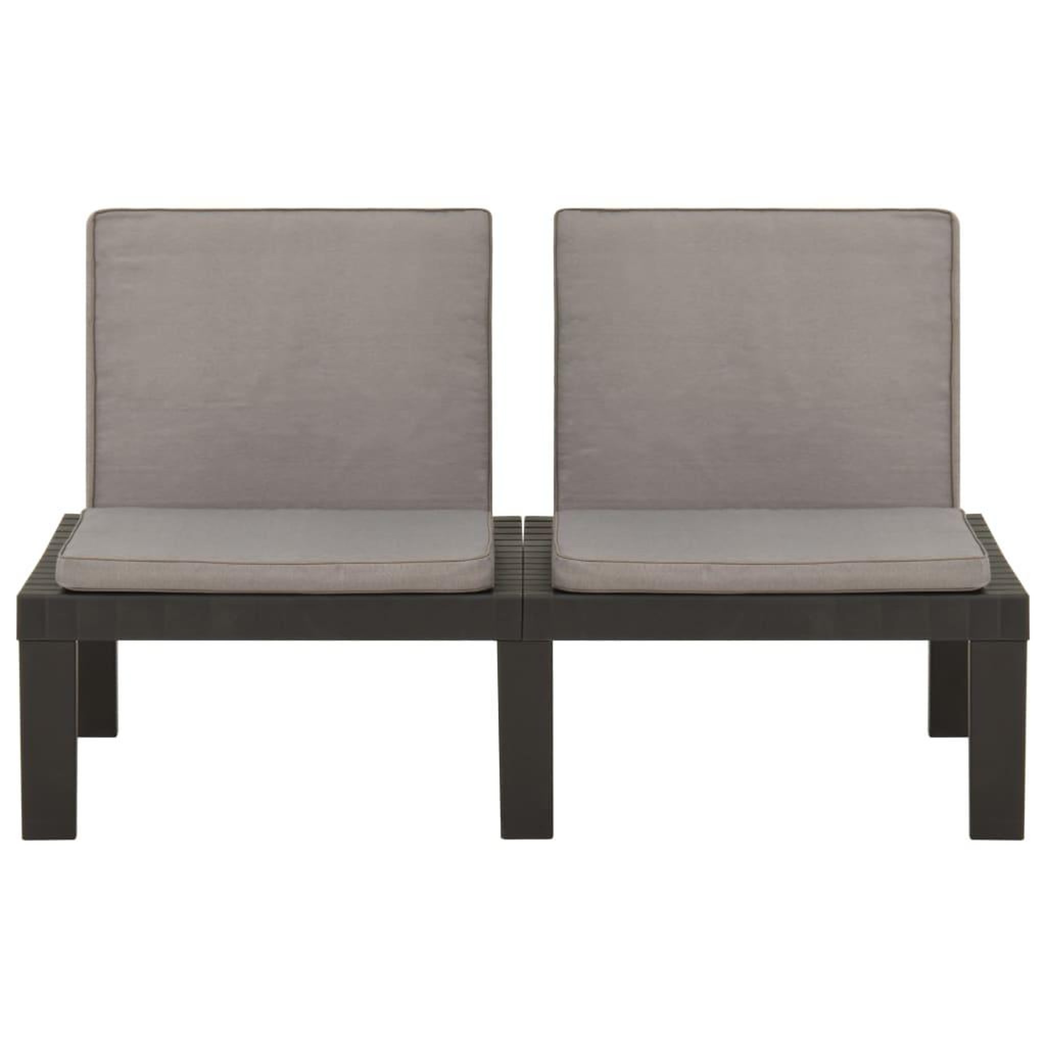 Voir la diapositive 2 : VIDAXL Banc de salon de jardin avec coussin Plastique Gris