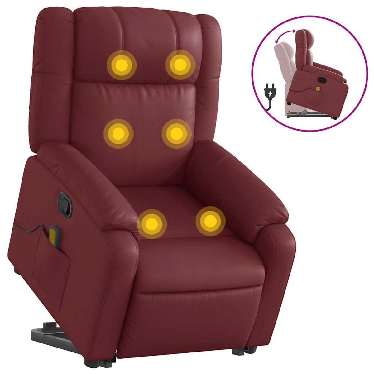 VIDAXL Fauteuil inclinable de massage Rouge bordeaux Similicuir