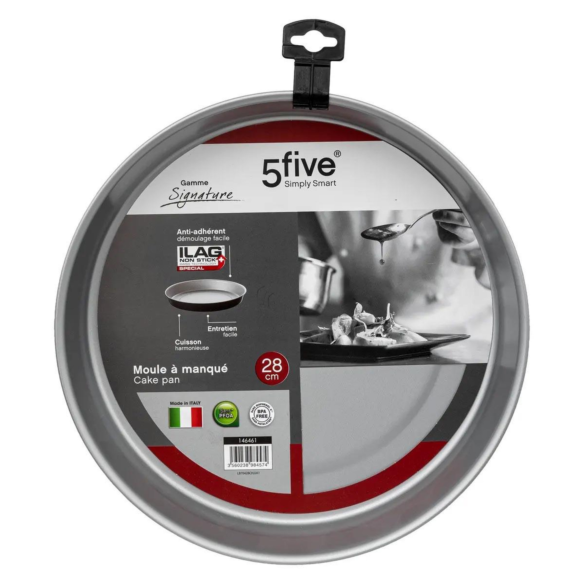 Voir la diapositive 2 : FIVE Moule rond en métal  signature  28cm noir