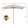 Voir la diapositive 3 : OUTSUNNY Parasol droit rectangulaire bois polyester haute densité 2,95L x 2l x 2,55H m crème