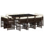 Voir la diapositive 2 : VIDAXL Ensemble a manger de jardin et coussins 11 pcs marron rotin