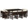 Voir la diapositive 2 : VIDAXL Ensemble a manger de jardin et coussins 11 pcs marron rotin