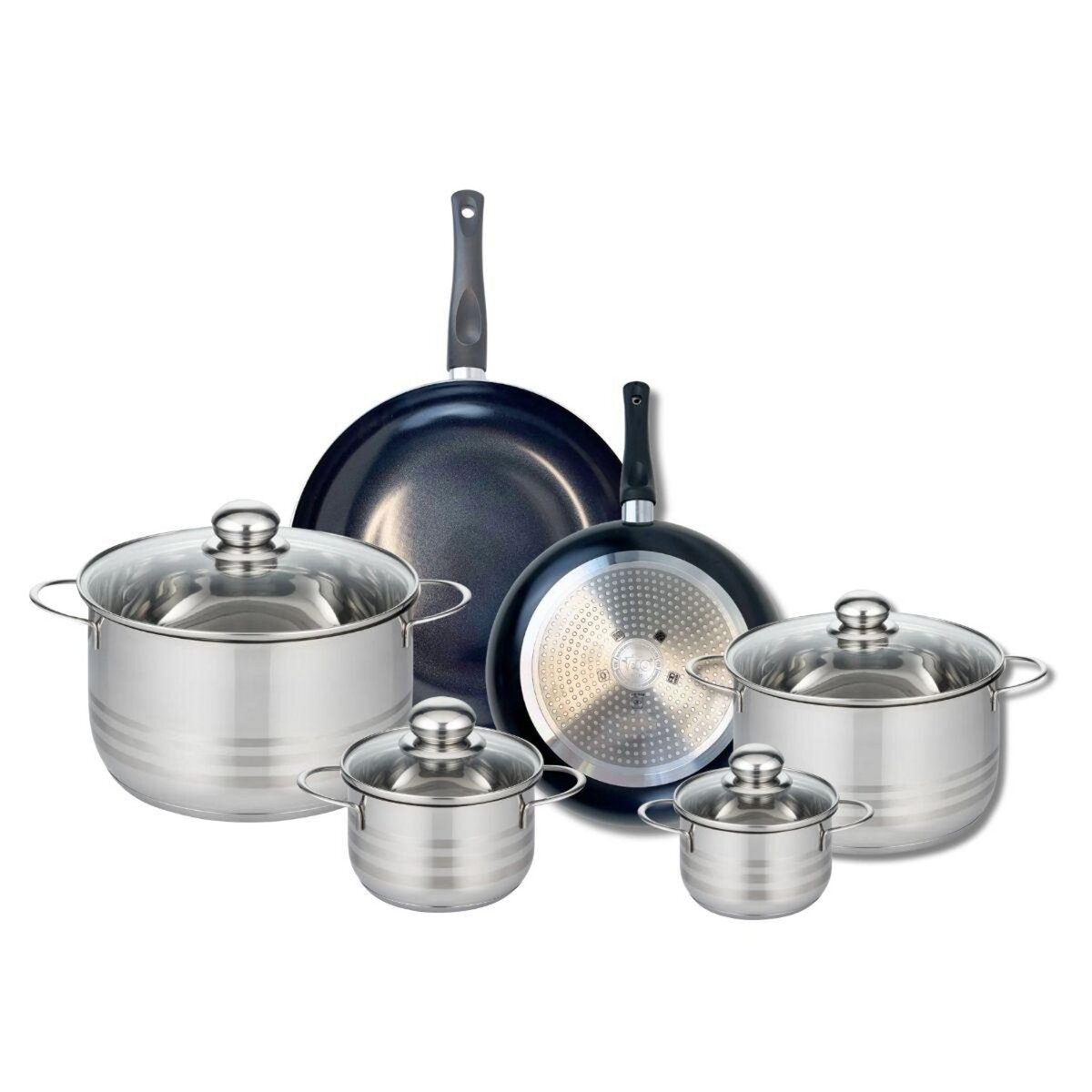 ELO Ensemble de 2 Poêles de cuisson 24 et 28 cm et 4 faitouts 12, 14, 20 et 24 cm Elo Prima Brillant