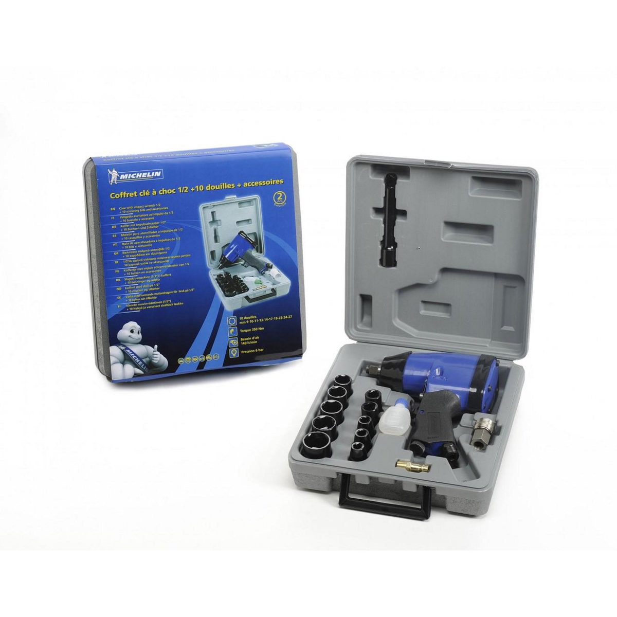 MICHELIN Coffret clé à choc 1/2 avec 10 douilles et accessoires MICHELIN