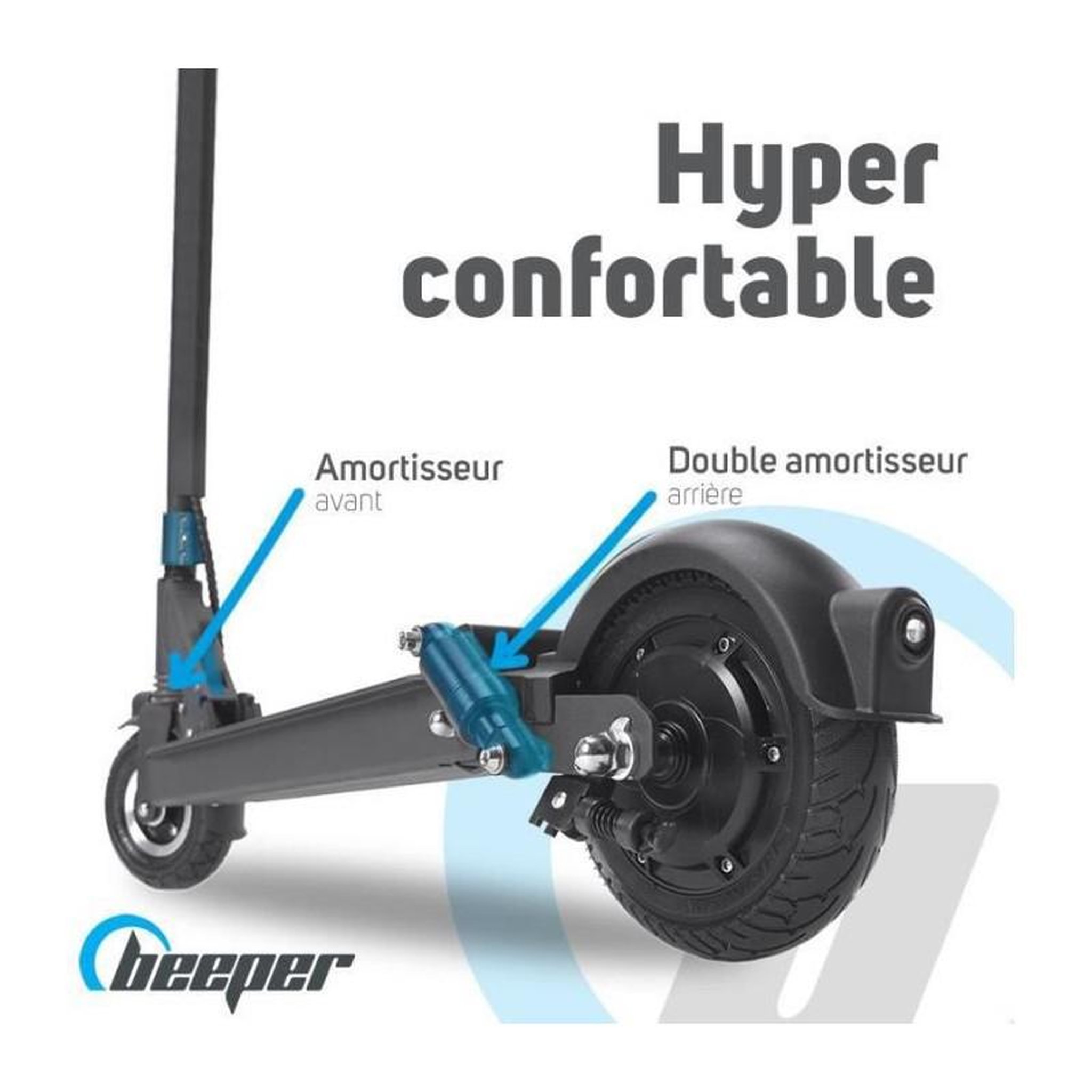 Voir la diapositive 2 : BEEPER Trottinette electrique SPEED FX8-G2-10 - BEEPER - Roues 8 - 350W - Noir
