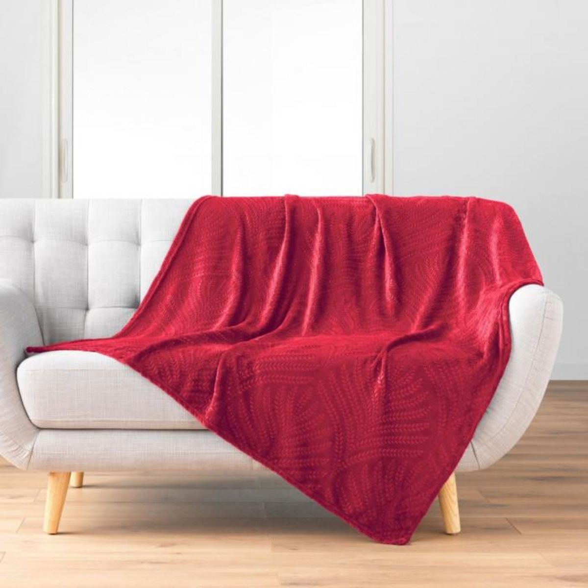 Paris Prix Plaid Uni en Flanelle  Nelia  125x150cm Carmin