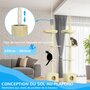 Voir la diapositive 5 : PAWHUT Arbre à chat hauteur réglable 230-260 cm - niche, 3 plateformes - douce peluche courte beige