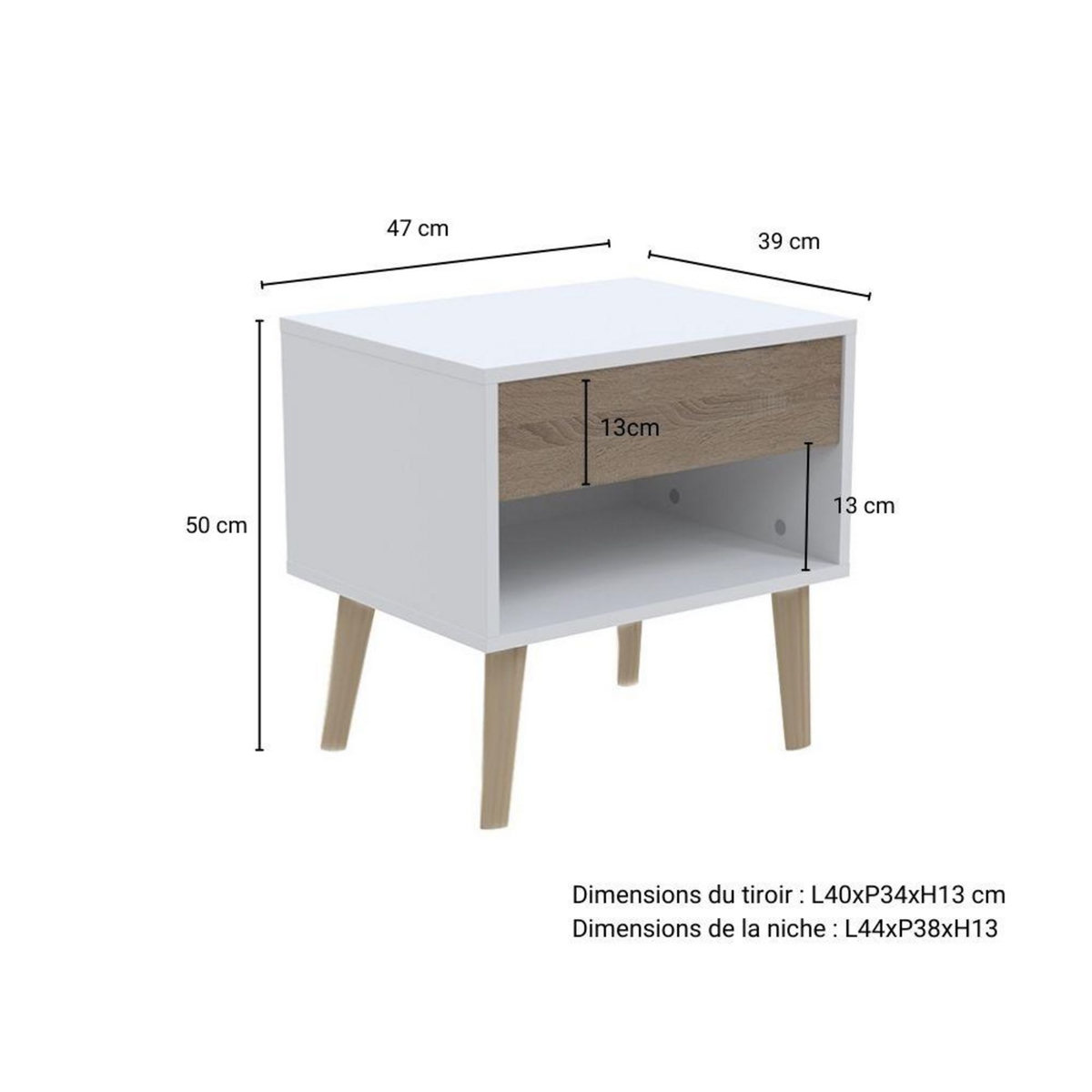 Chevet 1 tiroir esprit scandinave RAGNAR