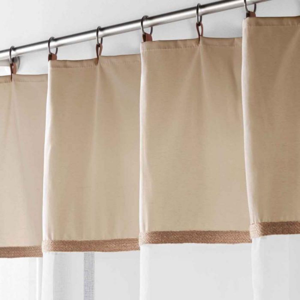 Paris Prix Rideau Voilage à Anneaux  Leana  140x240cm Beige