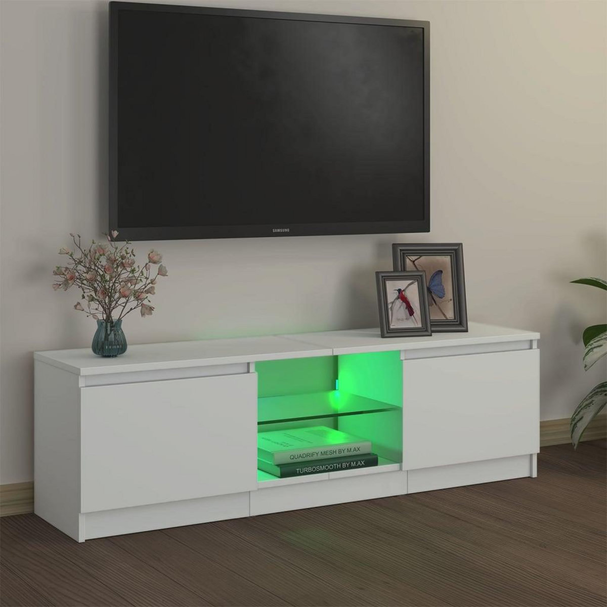 VIDAXL Meuble TV avec lumieres LED Blanc 120x30x35,5 cm