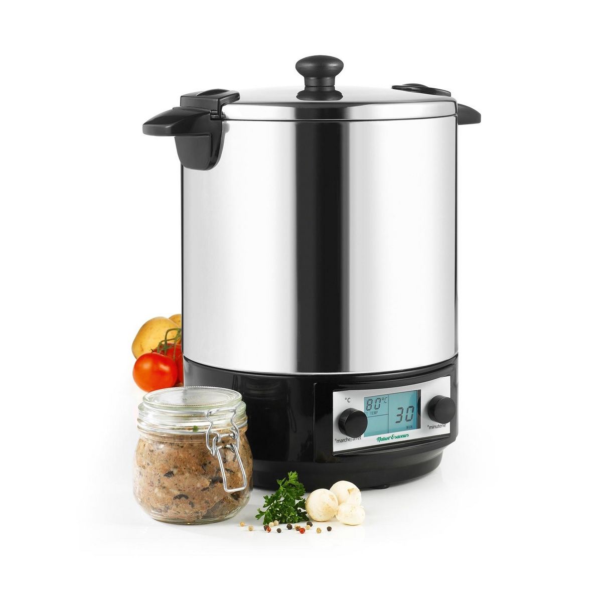 NATURE & SAVEURS Stérilisateur de bocaux électrique cuve inox avec écran lcd et minuteur 12l 1650w - NSST12INA