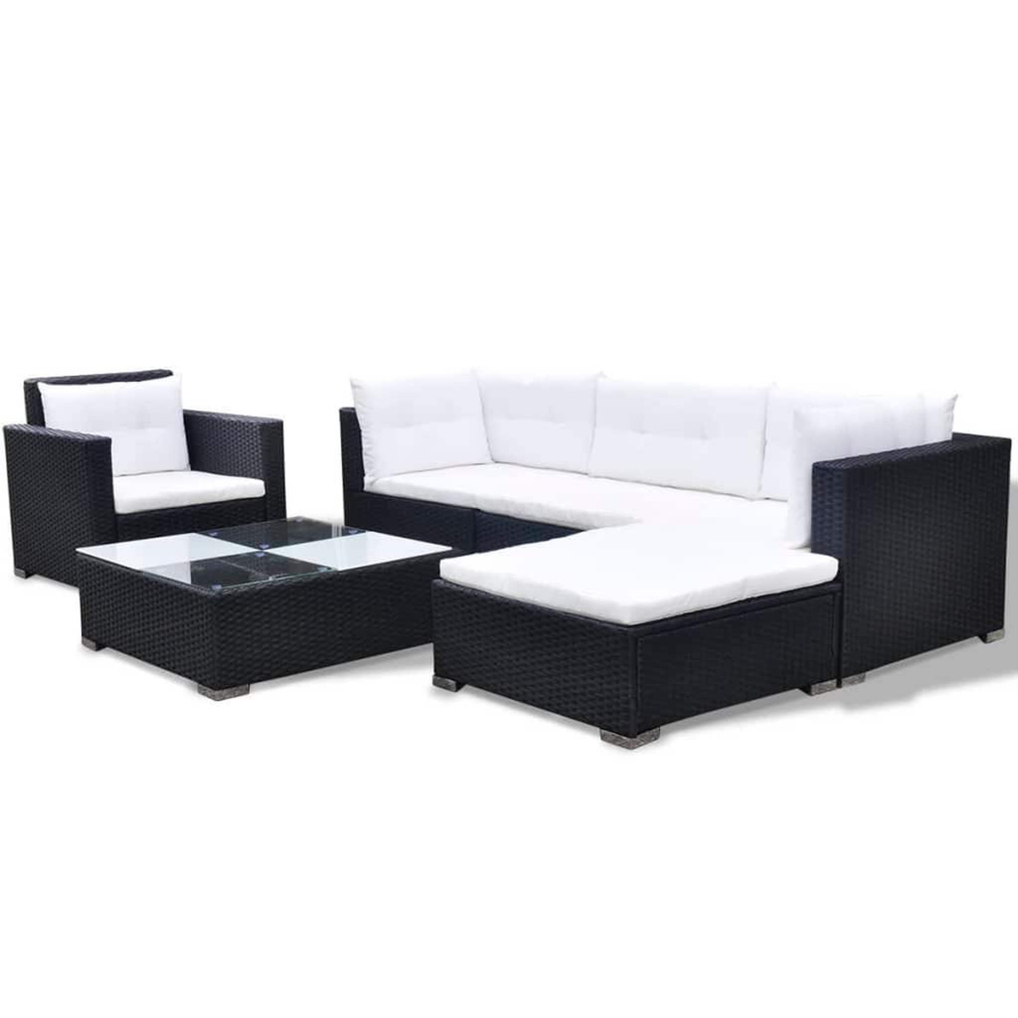 Voir la diapositive 4 : VIDAXL Salon de jardin 6 pcs avec coussins resine tressee noir