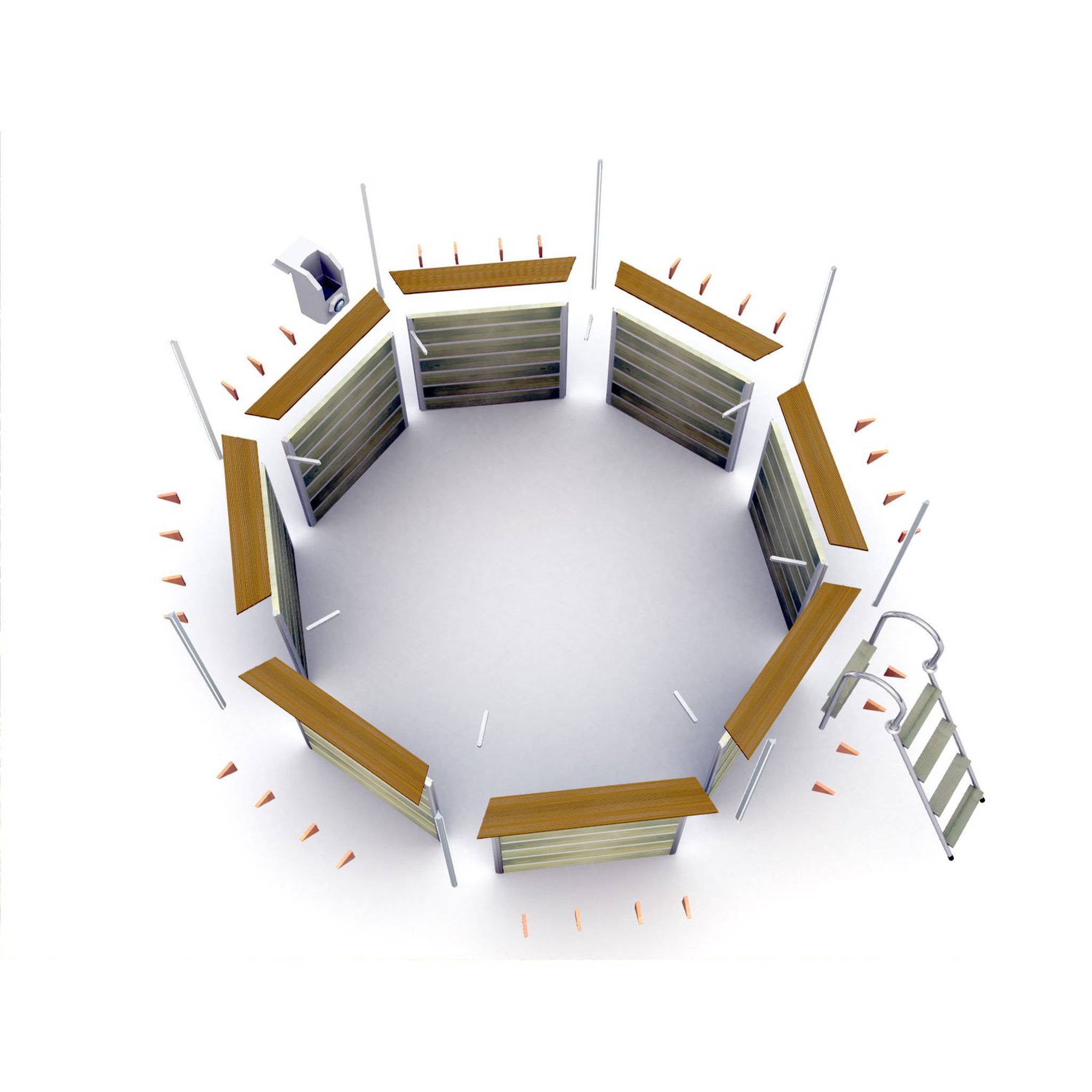 Voir la diapositive 4 : WATERCLIP Piscine bois octogonale 428 x 94 BOHOL
