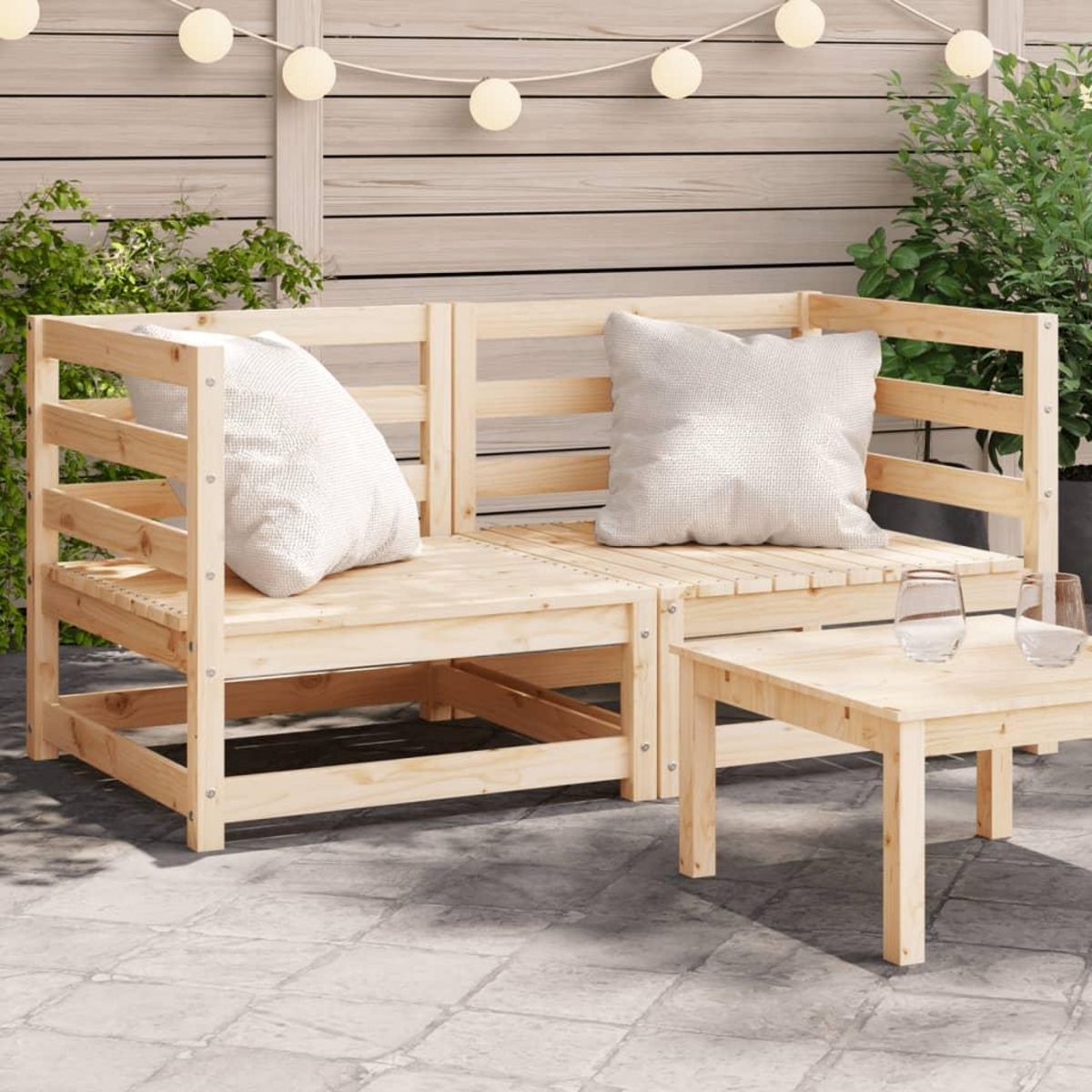 VIDAXL Canapes d'angle de jardin 2 pcs 70x70x67 cm bois de pin massif
