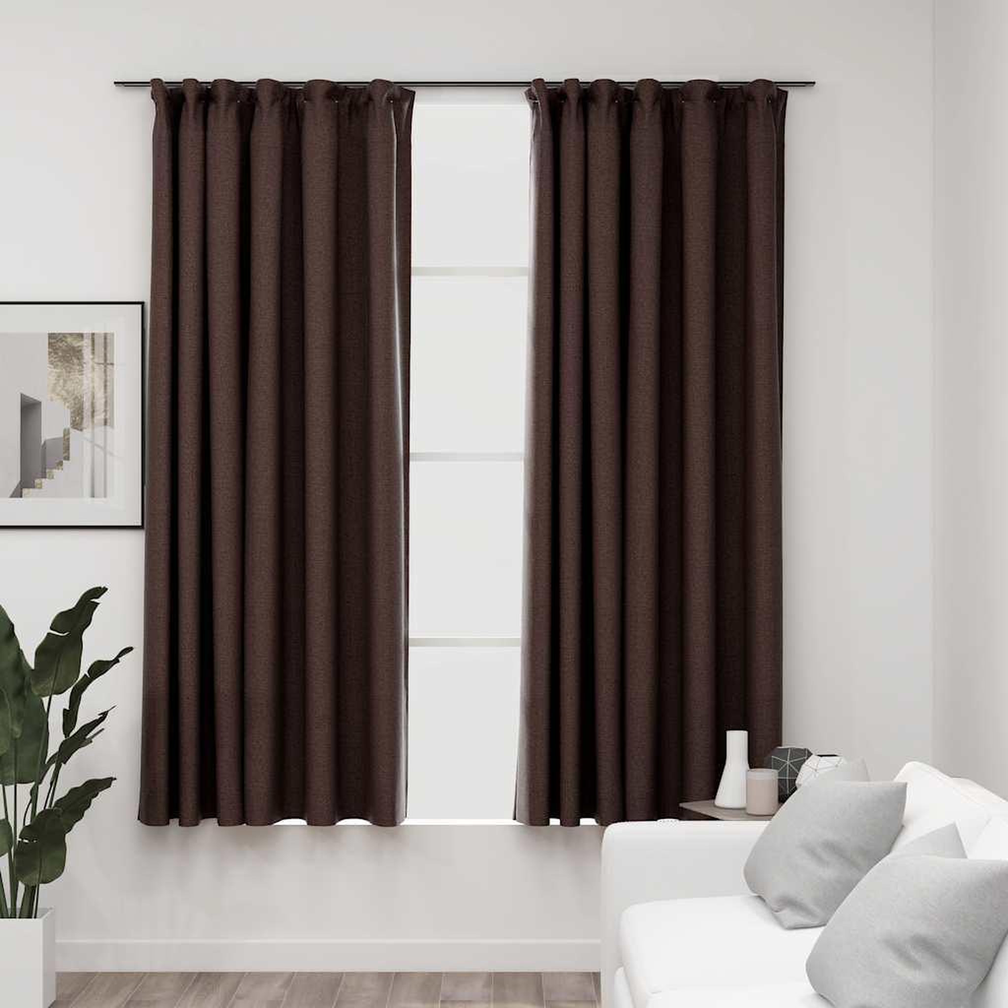 VIDAXL Rideaux occultants aspect lin et crochets 2 pcs Taupe 140x175cm