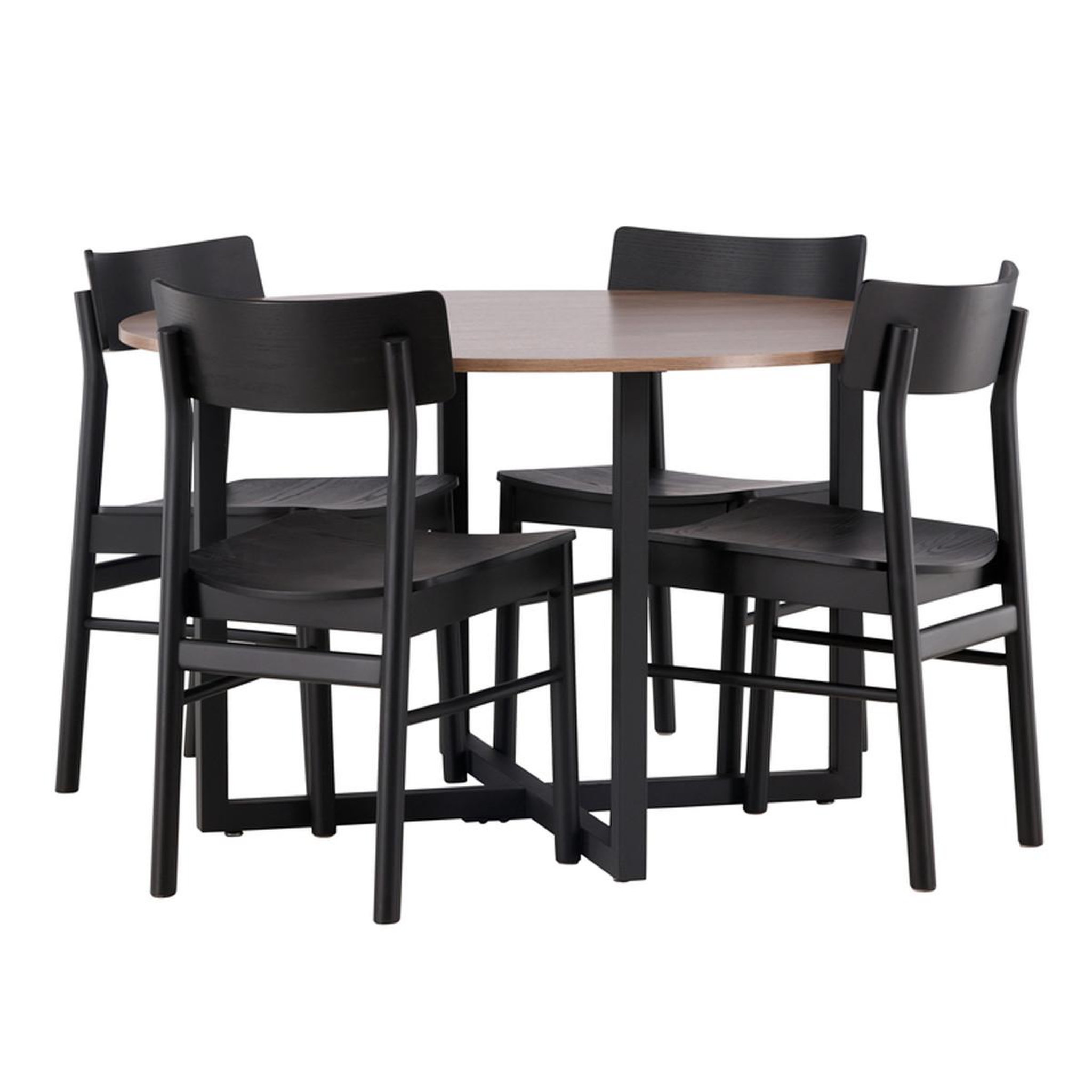 Paris Prix Ensemble table à manger & 4 chaises  durango & montros  120cm noyer & noir
