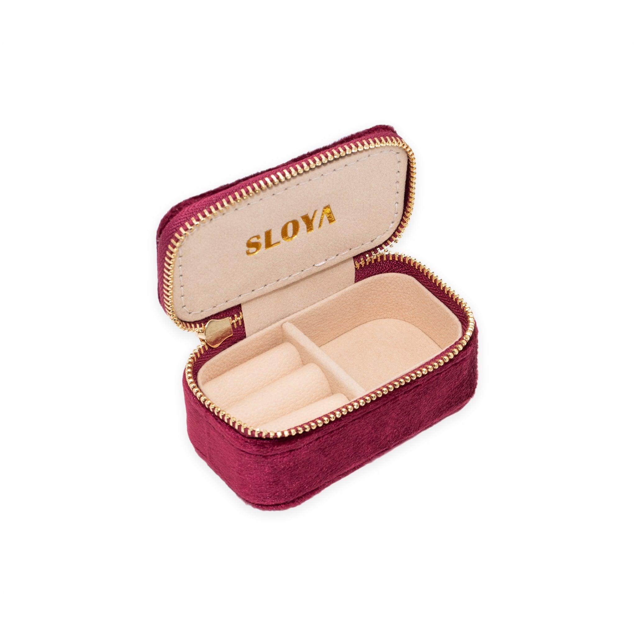 Voir la diapositive 1 : SLOYA Mini boîte à bijoux velours rouge grenat