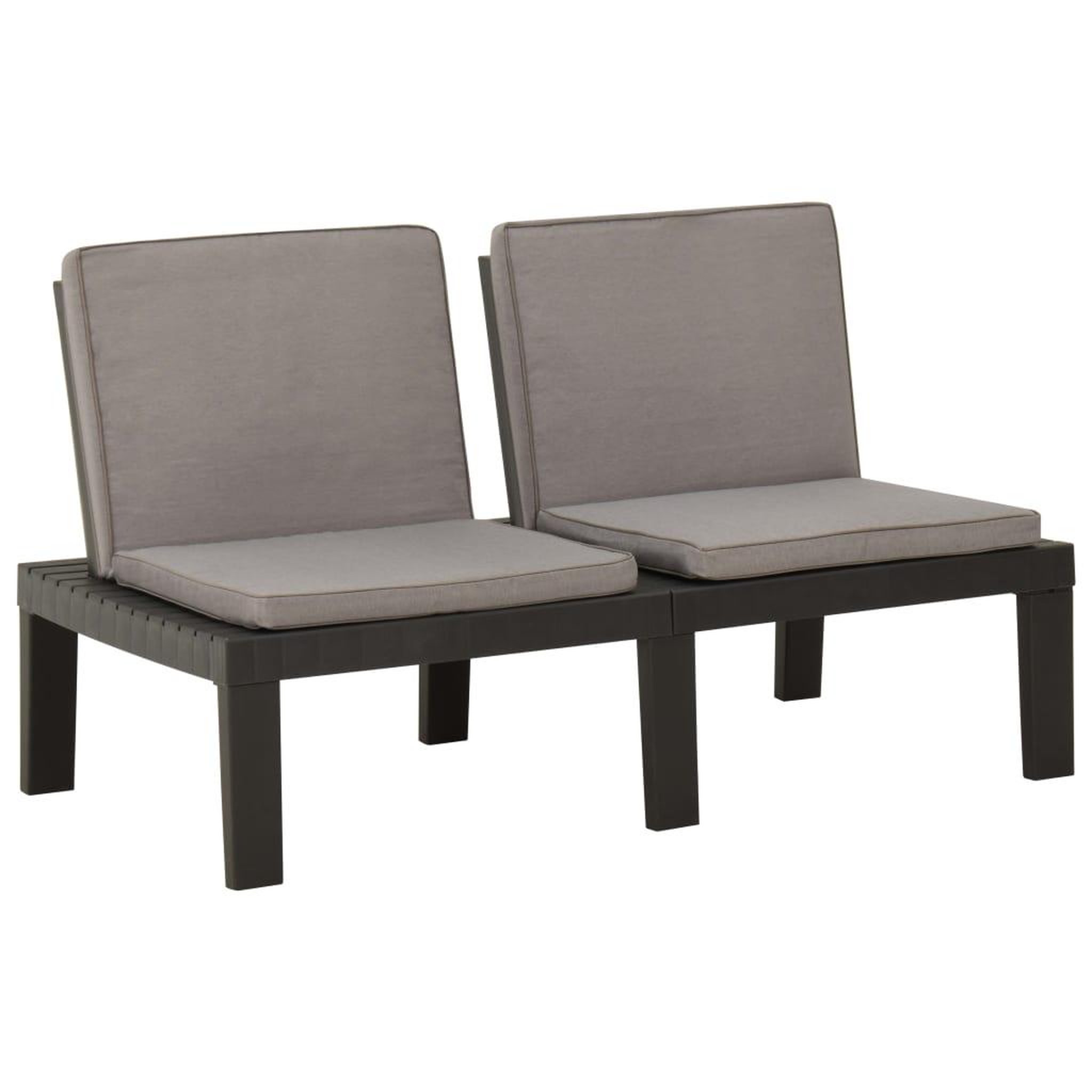 Voir la diapositive 4 : VIDAXL Bancs de salon de jardin avec coussins lot de 2 Plastique Gris