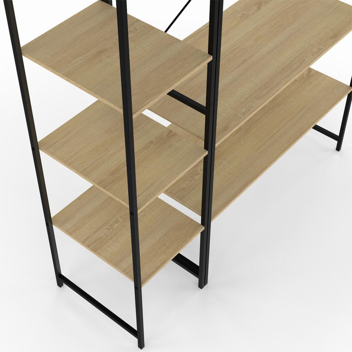 ID MARKET Dressing d'angle modulable double penderie L. 90 / 123 cm DETROIT design industriel