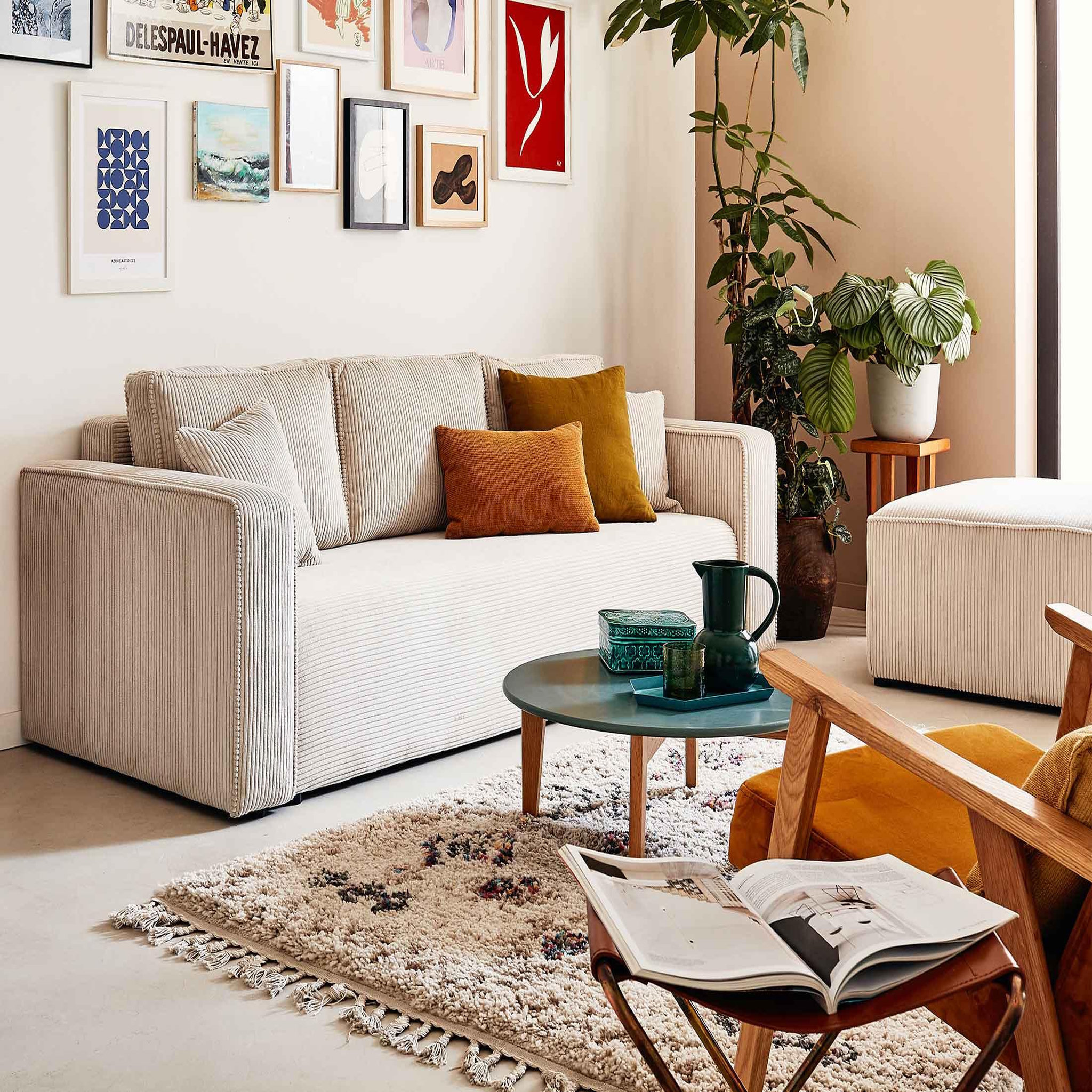 Voir la diapositive 3 : BEST MOBILIER Topaze - pouf - en velours côtelé
