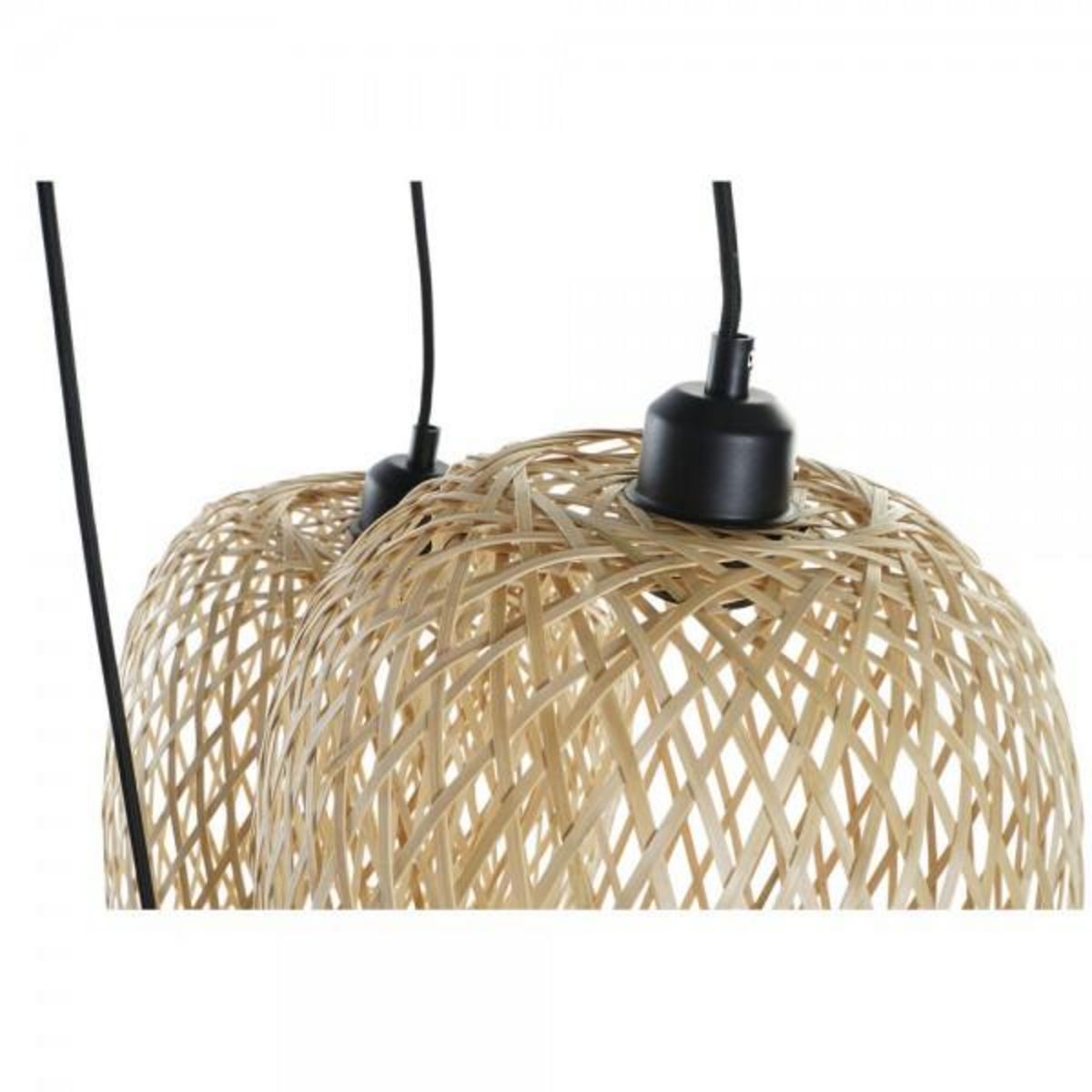 MARKET24 Suspension DKD Home Decor Noir Marron Clair Métal Bambou 50 W Tropical 220 V 30 x 30 x 94 cm