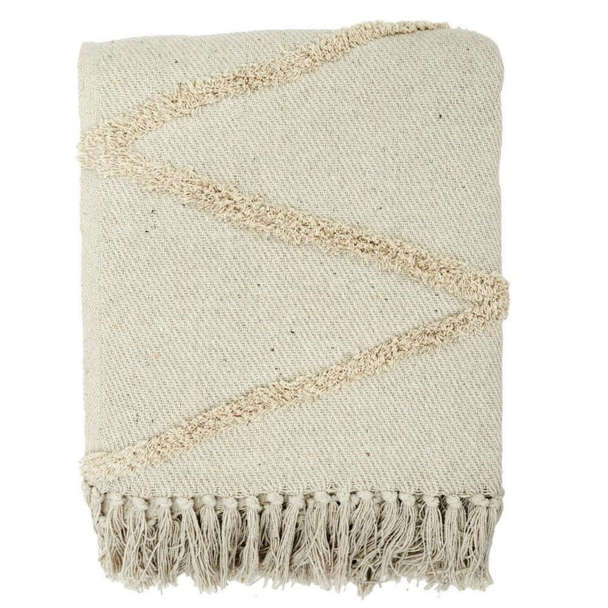 The Home Deco Factory Plaid ethnique relief losange écru 120x150 cm coton