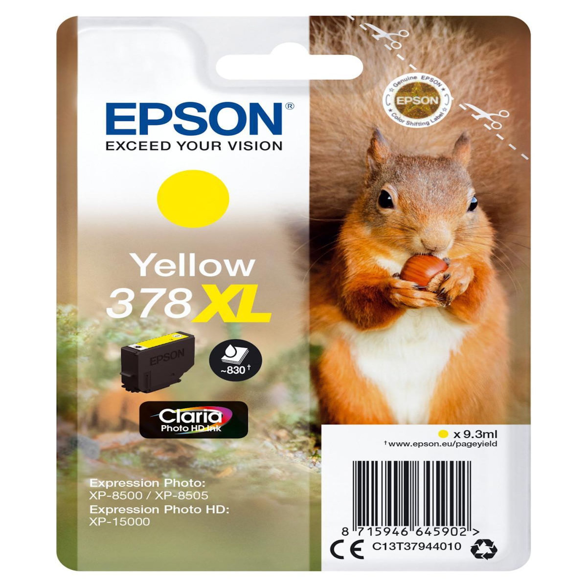 Epson Cartouche d'encre Epson 378XL Jaune 9,3 ml Original