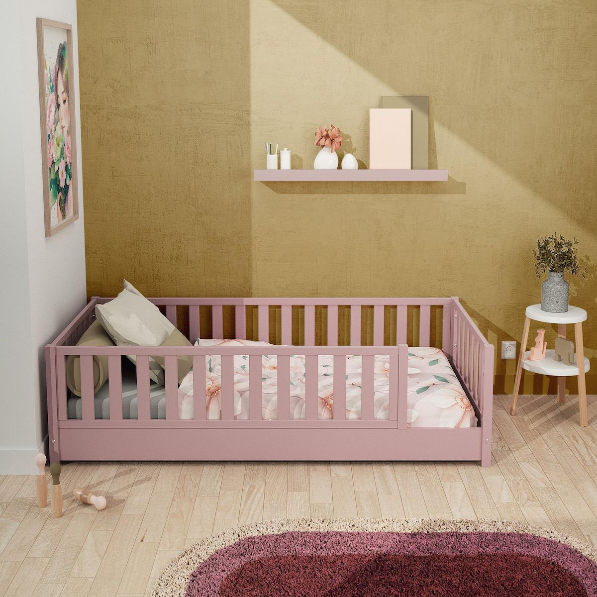 JURABABY Lit au sol enfant en bois SONHO - 90x190