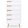 Voir la diapositive 3 : ID MARKET Chiffonnier 5 tiroirs HELSINKI 60 cm scandinave blanc commode semainier