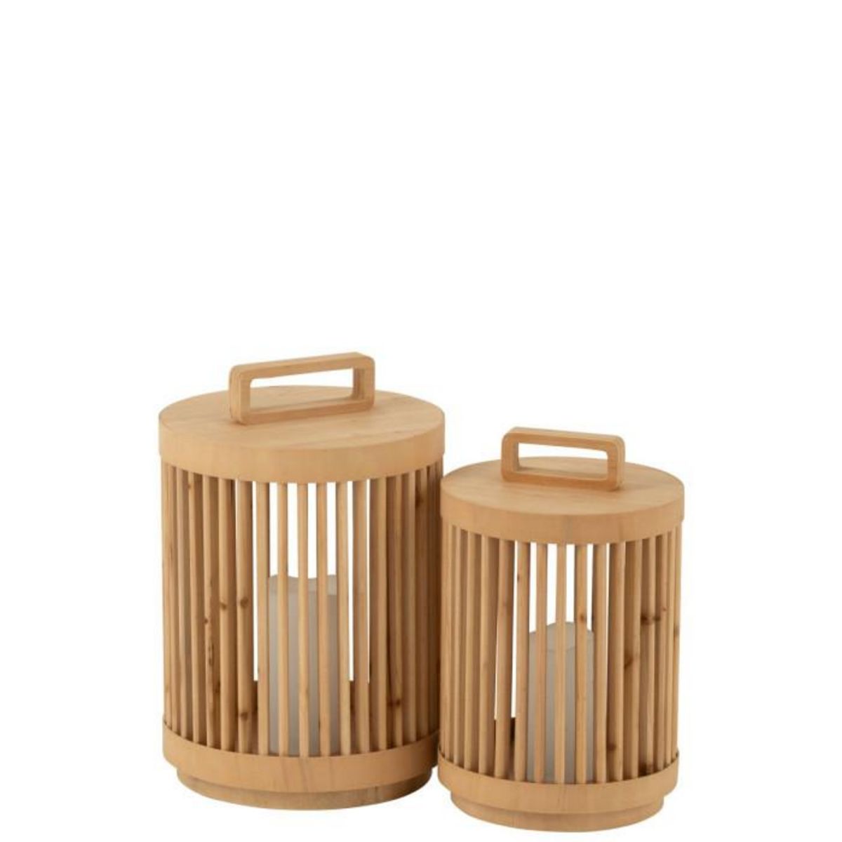 Paris Prix Lampe à Poser à LED en Bois  Cylindrique  36cm Naturel