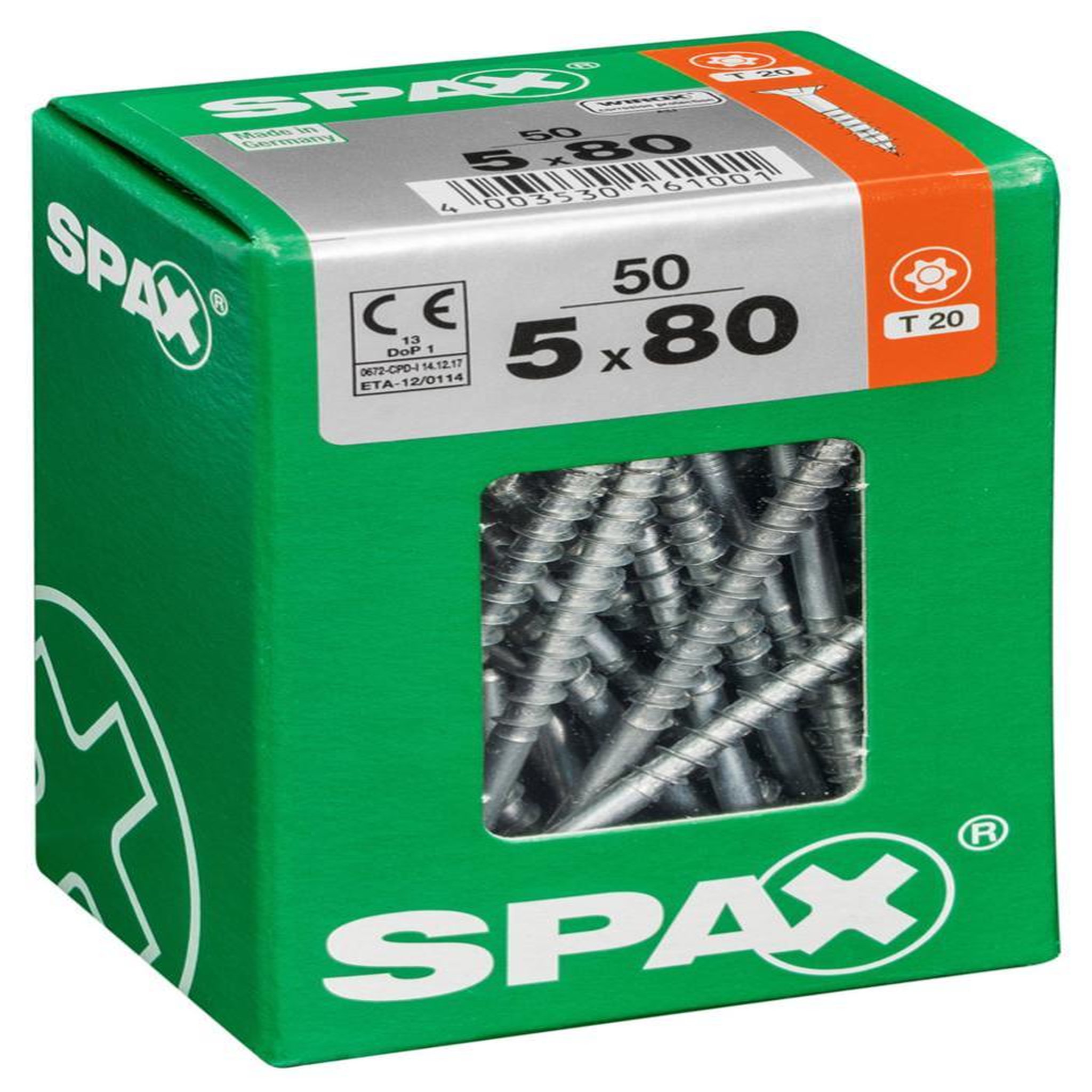 CENTRALE BRICO Lot de 50 vis acier tête fraisée torx SPAX, Diam.5 mm x L.80 mm