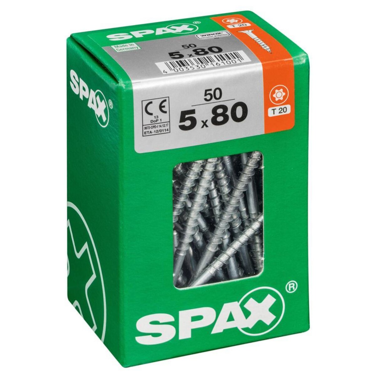CENTRALE BRICO Lot de 50 vis acier tête fraisée torx SPAX, Diam.5 mm x L.80 mm