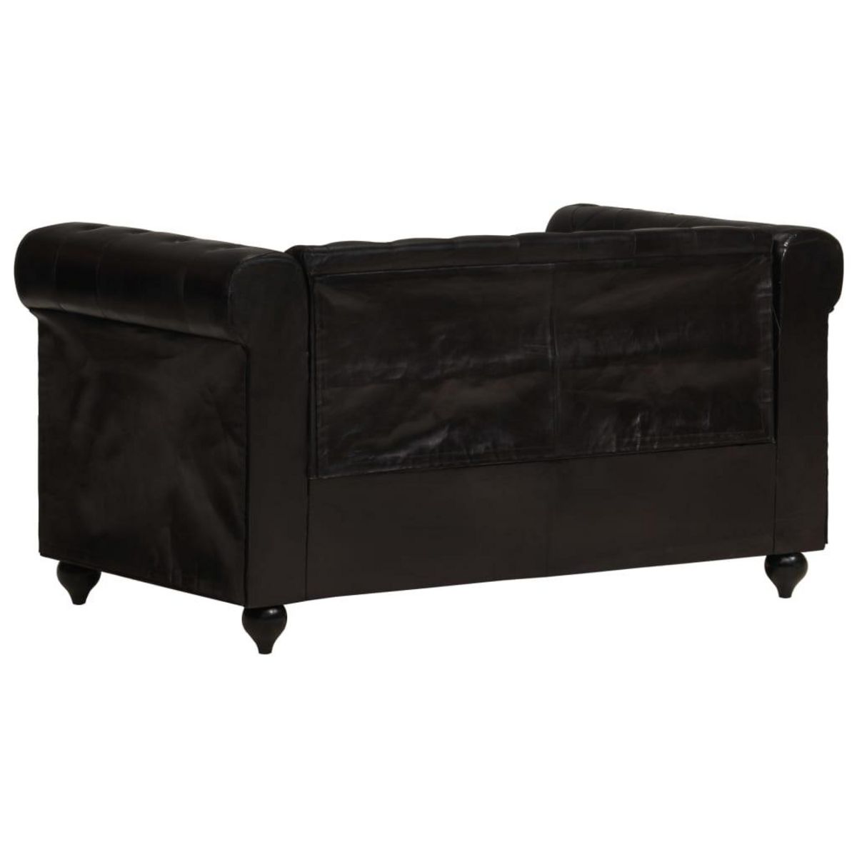 VIDAXL Canape Chesterfield a 2 places Noir Cuir veritable