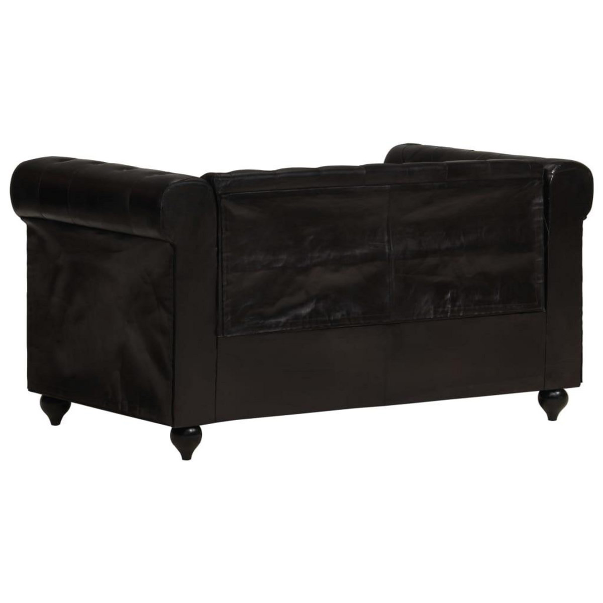 VIDAXL Canape Chesterfield a 2 places Noir Cuir veritable
