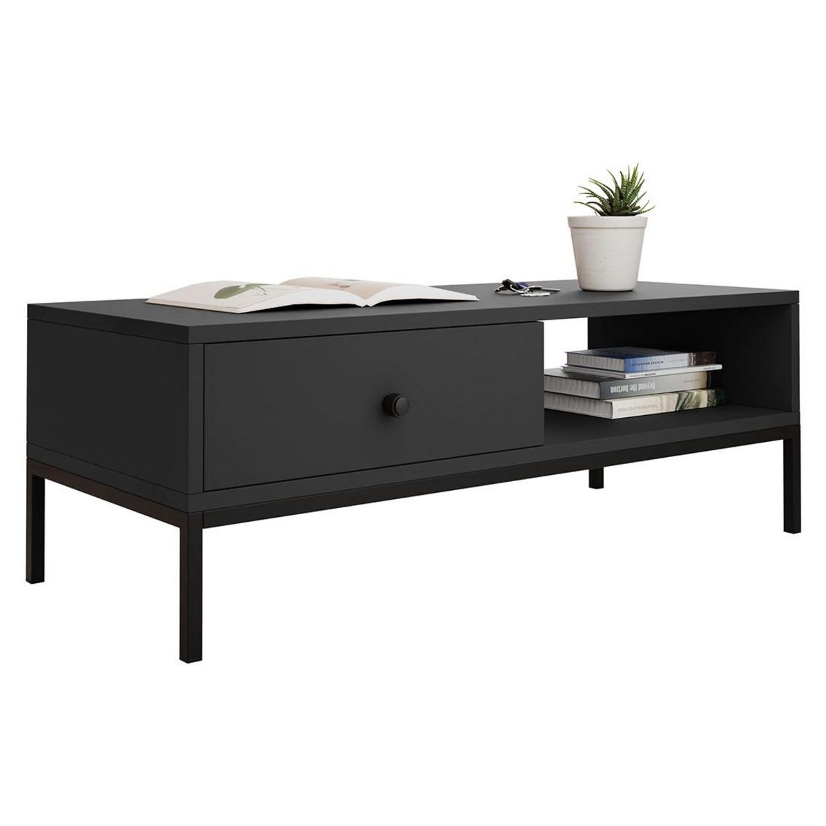 BEST MOBILIER Filipo - table basse - 1 tiroir et 1 niche - 90 cm