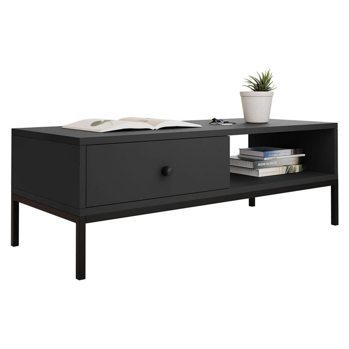 BEST MOBILIER Filipo - table basse - 1 tiroir et 1 niche - 90 cm