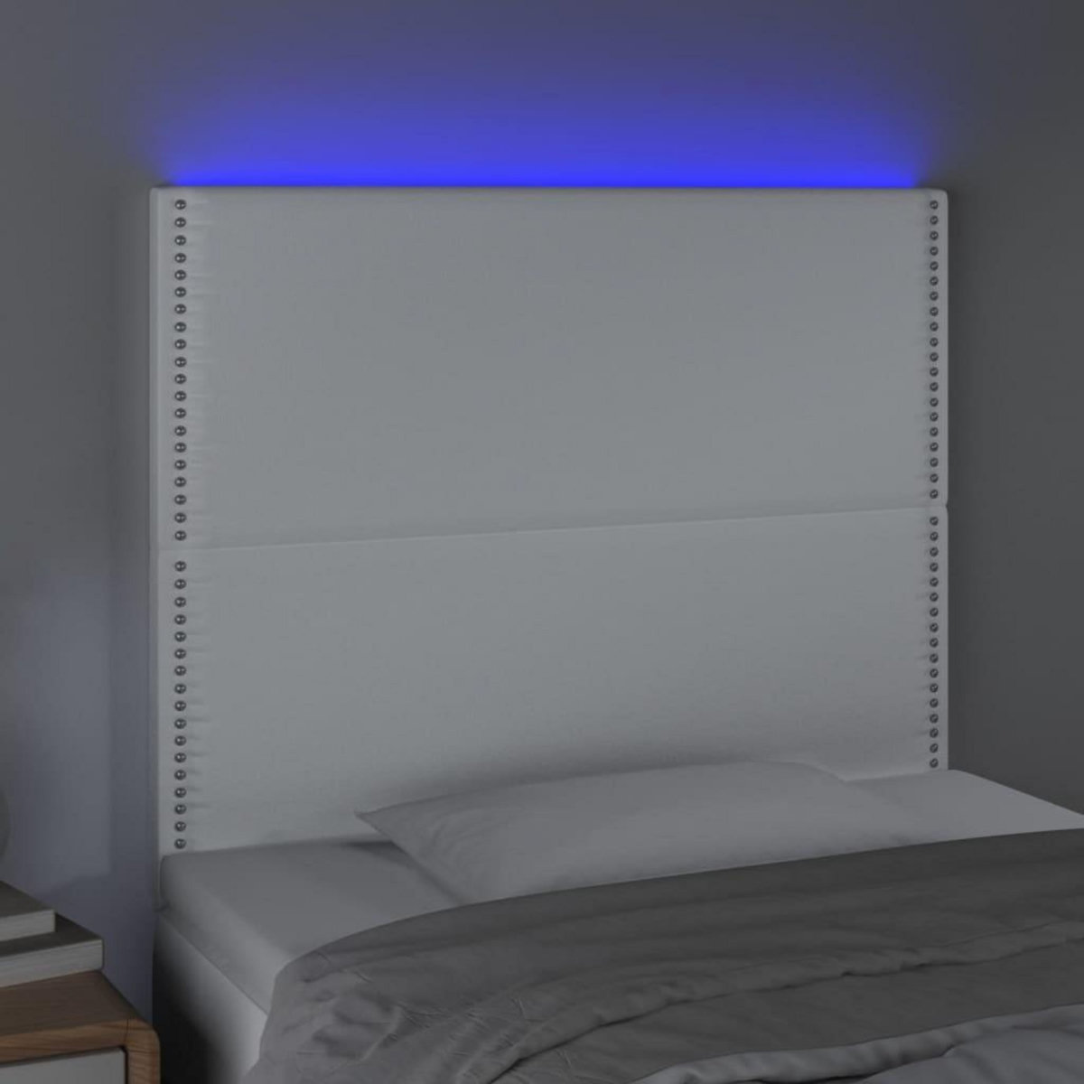 VIDAXL Tete de lit a LED Blanc 100x5x118/128 cm Similicuir