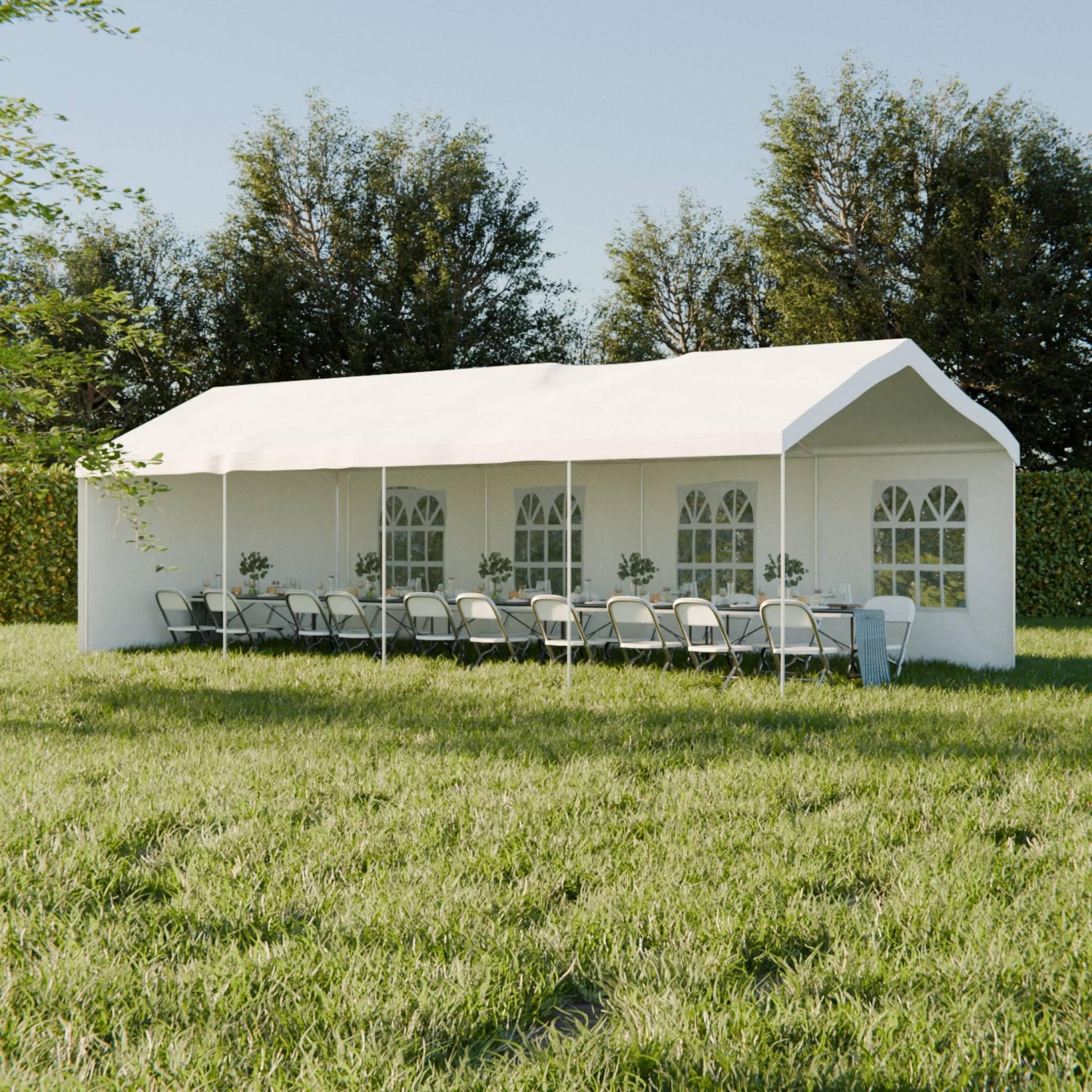 Voir la diapositive 3 : SWEEEK Tente de réception 4 x 8 m - Lutecia -  Blanc - tente de jardin idéale pour réception à utiliser comme pavillon. chapiteau ou tonnelle.