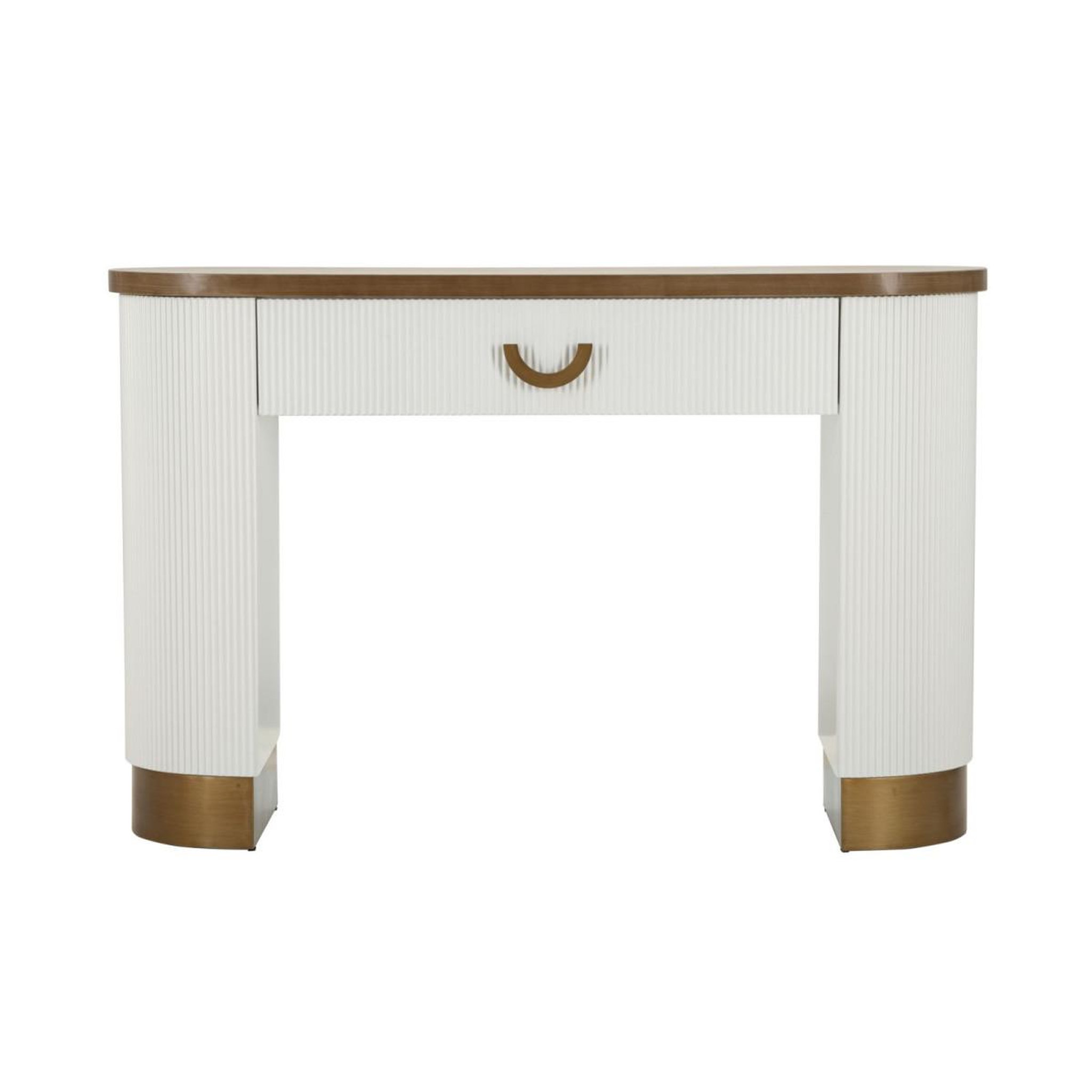 Voir la diapositive 2 : Paris Prix Console en bois avec 1 tiroir  tolosa  121cm blanc & naturel