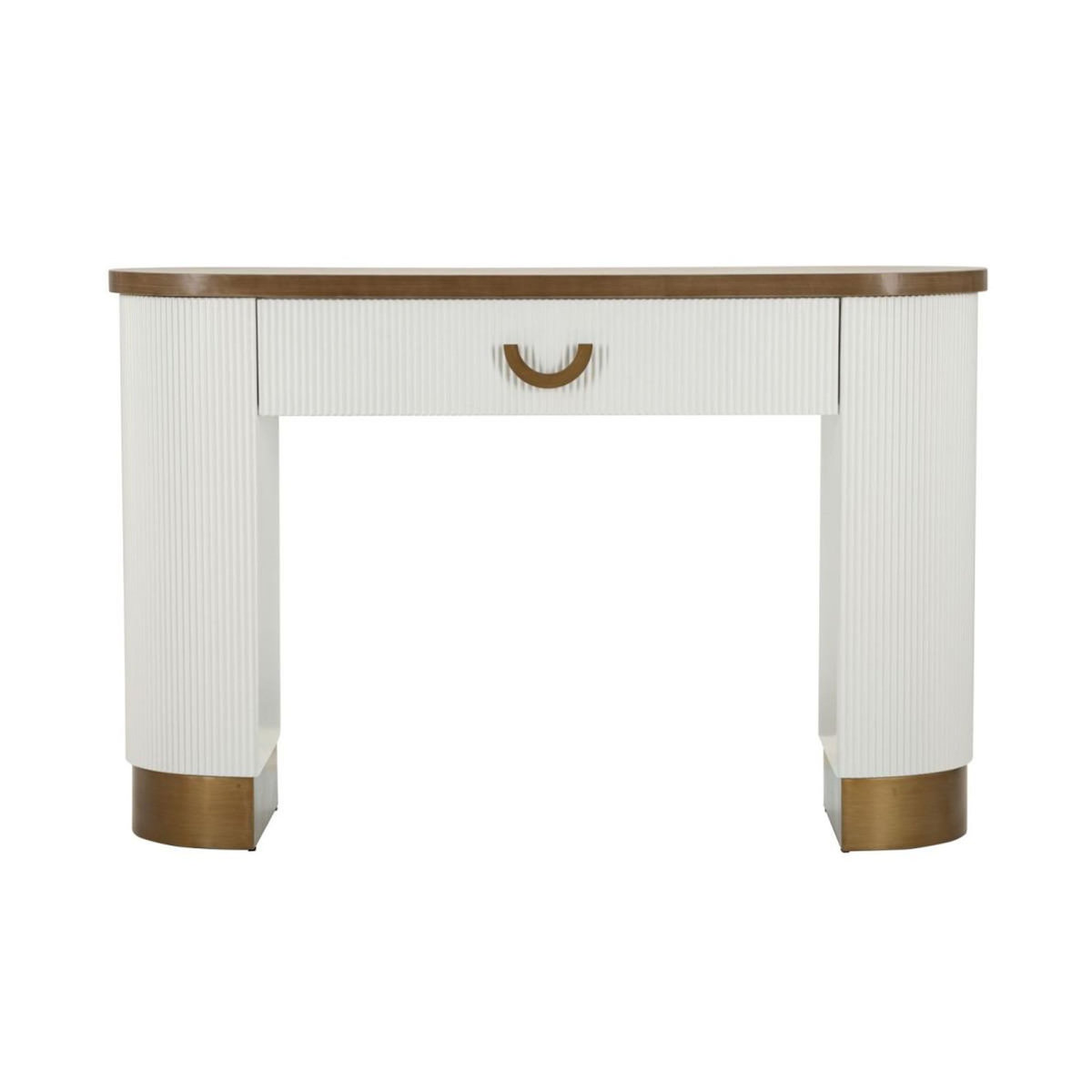 Paris Prix Console en Bois Avec 1 Tiroir  Tolosa  121cm Blanc & Naturel