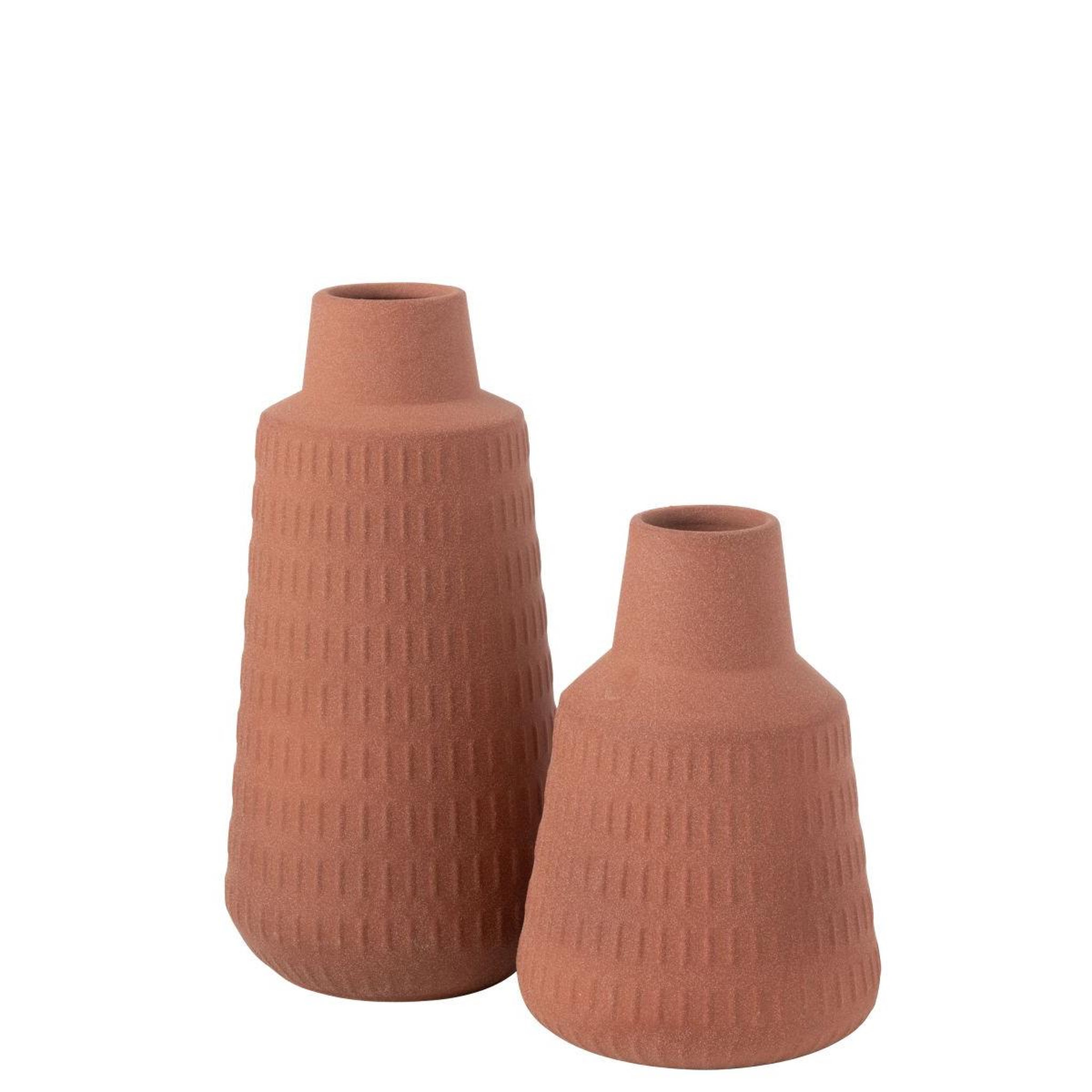 Voir la diapositive 2 : J-LINE Vase déco en porcelaine  ria  31cm terracotta