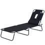 Voir la diapositive 1 : OUTSUNNY Bain de soleil pliable transat inclinable 4 positions chaise longue de lecture 3 coussins fournis noir