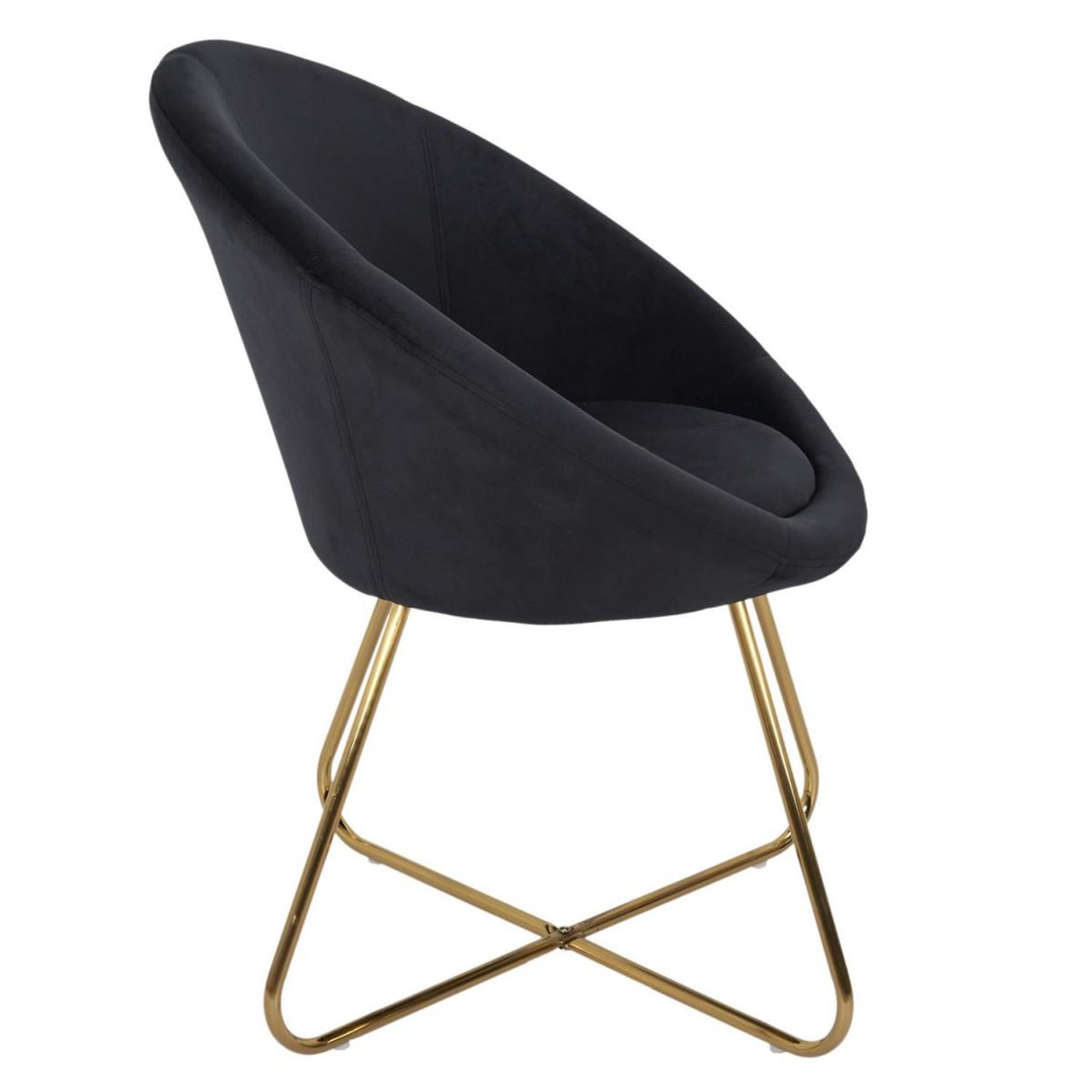 Voir la diapositive 3 : The Home Deco Factory Fauteuil Design Velours  Karl  83cm Noir