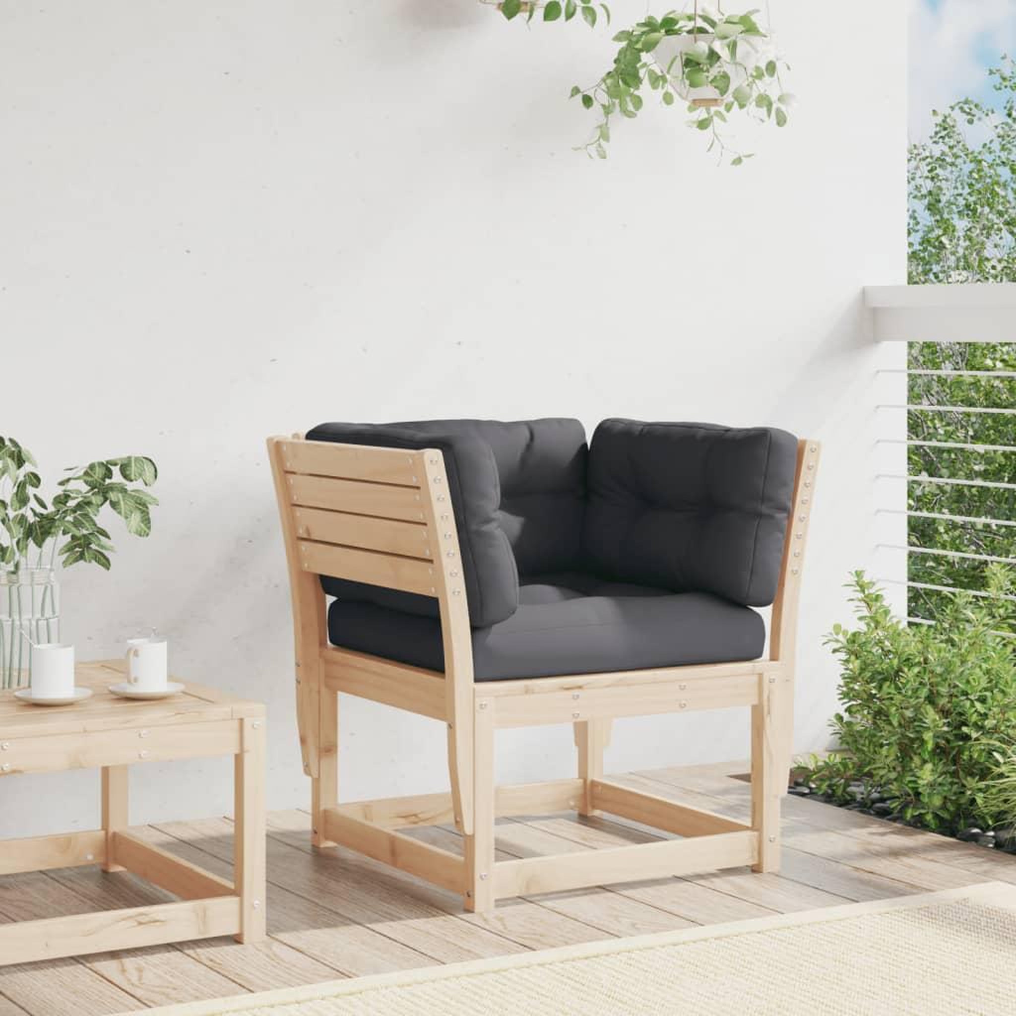 Voir la diapositive 3 : VIDAXL Canape de jardin accoudoirs avec coussins bois massif de pin