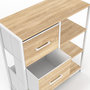 Voir la diapositive 6 : ID MARKET Buffet d'appoint 3 tiroirs et étagères 70 cm UTAH design industriel bois et blanc
